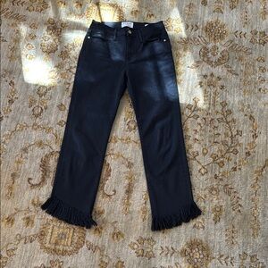 Women's Black Fringed Jeans